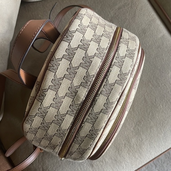 Brand New Michael Kors Logo Canvas Zippered Backpack w/ Gold Tone Accents main image 11